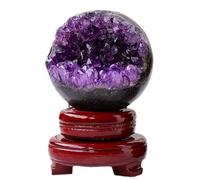 DSZUJTYROP Amethyst Druzy Geode Crystal Ball Gemstone Sphere Stone Figurine for Divination Home Office Decor Gifts for Friends,6.5-7cm