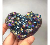 DSZUJTYROP Amethyst Geode Heart Shaped Stone Crystals Stones Titanium Rainbow Aura Cluster Angel Quartz Ornaments