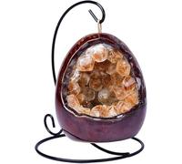 DSZUJTYROP Amethyst Geode Night Light Citrine Egg Quartz Crystal Lamp Bedside for Home Decor,Bedroom, Living Room Ideal Gift for Women & Men,Yellow