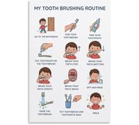 DSZUJTYROP Autism ADHD Friendly Tooth Brushing Routine Poster for Boys Chart Canvas Wall-Art Bathroom Print(Unframed,08x12inch(20x30cm))