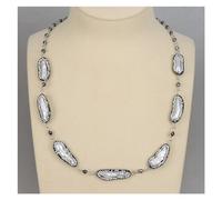 DSZUJTYROP Bijoux 22 ''collier en hématite ronde à facettes en marcassite blanche naturelle Biwa for femmes