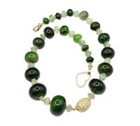 DSZUJTYROP Bijoux naturel vert préhnite émeraude polissage Agate brute Rondelle lisse perles collier Bracelet boucles d'oreilles ensembles(Necklace)