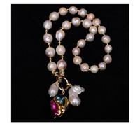 DSZUJTYROP Collier avec pendentif en perles Keshi roses, face à défaut naturel, multi-formes