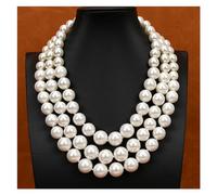 DSZUJTYROP Collier classique en coquillage de mer blanc naturel, 18 pouces, 3 rangées de perles rondes graduées, bijoux multicouches élégants for femmes