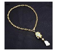 DSZUJTYROP Collier de déclaration en chaîne plaquée couleur or, collier avec pendentif en perles Keshi blanches d'eau douce Larimar bleu for femmes