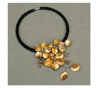DSZUJTYROP Collier pendentif en cristal de fleur de nacre de coquille de mer jaune naturel fait à la main for les femmes