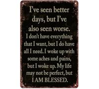 DSZUJTYROP Funny Motivational Tin Sign Ive Seen Better Days But Ive Also Seen Worse for Wall-Art Home Bar Office (8 X 12 in)