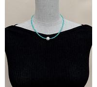 DSZUJTYROP Green Peruvian White round freshwater Pearl Choker Necklace 17'' for women jewelry