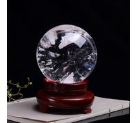 DSZUJTYROP Smelting Quartz Crystal Ball,Feng Shui Balls Decoration with Stand, Divination Sphere Ornaments Decor Prosperous Invite Wealth,10cm/3.9in