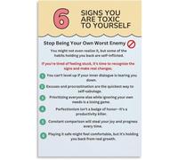 DSZUJTYROP Stop Being Your Own Worst Enemy 6 Signs Toxic Self Sabotage Habits Guide Poster Canvas Art for Living Room Bedroom Decor(Unframed,12x18inch(30x45cm))
