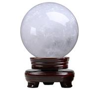 DSZUJTYROP White Calcite Sphere Gemstone Ball with Stand Crystal for Lucky Wealth Protect The House,Dia.8cm