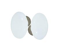 DT 2000 254363 Bouton Double Ovale en Porcelaine Blanc sur cuvette en Acier Nickelé Satiné
