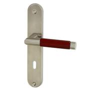 DT 2000 339630 Demi poignée de porte sur plaque cigarillo porcelaine Chocolat inox mat serrure