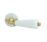 DT 2000 550150 Demi poignée de porte sur rosace canon porcelaine Blanc sur laiton poli