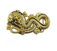 DT Boucle de ceinture unisexe 3D en forme de tête de dragon chinois - Thème mythique authentique - Cadeau d'anniversaire, de Noël, de fête des pères, 3