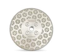 DT-DIATOOL Disque de coupe et de meulage diamant 125 mm x M14 Filetage bride double face galvanisée pour granit, marbre, pierre naturelle