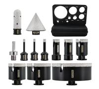 DT-DIATOOL Forets diamantés pour carrelage 12pcs M14 6/6/8/20/25/35/50/68/110mm+20mm Finger Milling Bit+50mm Beveling Chamfer Bit+ Adapter for Porcelain Tile Marble Granite