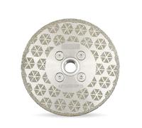 DT-DIATOOL Lame diamant 11,4 cm x 1,5 cm Bride filetée - Disque de coupe et de meulage diamant galvanisé double face pour granit, marbre, pierre naturelle