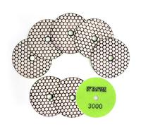 DT-DIATOOL Lot de 8 tampons de polissage diamant sec de 10,2 cm pour granit, marbre, pierre de quartz, grain 3000