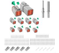 DT Lot de 5 connecteurs de fils électriques étanches IP68 - Calibre 16-20 pour camions, bus, motos, construction, agriculture, exploitation minière avec verrous à cale et clips d'étanchéité (6 broches