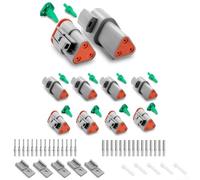 DT Lot de 5 connecteurs de fils électriques étanches IP68 - Calibre 16-20 pour camions, bus, motos, construction, agriculture, exploitation minière avec verrous à cale et clips d'étanchéité (3 broches