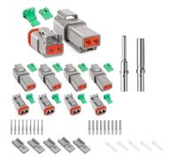 DT Lot de 5 connecteurs de fils électriques étanches IP68 pour camions, bus, motos, construction, agriculture, exploitation minière avec verrous à cale et clips d'étanchéité (2 broches)