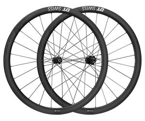DT Swiss Set de Roues en Carbone CRC 1100 SPLINE 38 Disc CL 28" Tubular noir 28" Satz (VR 12x100 + HR 12x142) Shimano