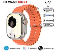 DT Ultra 3 Smartwatch Amoled écran 4GB MP3 MP4 lecteur Bluetooth partage réseau APP magasin ChatGPT montre intelligente AI homme Sportwatch,Ruban orange