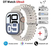 DT Ultra 3 Smartwatch Amoled écran 4GB MP3 MP4 lecteur Bluetooth partage réseau APP magasin ChatGPT montre intelligente AI homme Sportwatch,Bande d'acier argentée