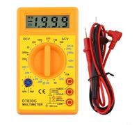 DT830G Multimètre numérique, 1999 comptes, voltmètre, ampèremètre, ohmmètre avec diode et transistor, testeur compact alimenté par batterie 9 V pour électriciens et étudiants (jaune)