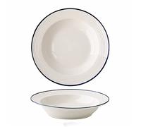 DTACBNEUZ Assiette creuse Deux assiettes à chapeau Assiette Simple Soupe Céramique Salade Dîner Maison Cuisine Restaurant Circulaire Blanc