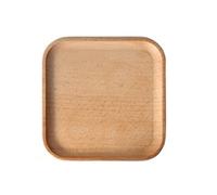 DTACBNEUZ Assiette creuse en bois, assiette Dim Sum pour la maison, gâteau, carré rond pur, restaurant, café, thé l'après-midi (B,003)