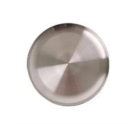 DTACBNEUZ Assiette creuse ronde en acier inoxydable pour restaurant, café, cuisine, assiette plate, circulaire en métal pour dîner, dessert avec miroir givré vintage (grande)