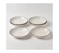 DTACBNEUZ Assiette creuse ronde en céramique pour la maison Blanc Cuisine Restaurant Forme Simple Profonde Soupe Vintage Set 4/6 (B,Petit)