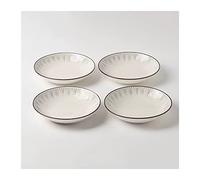 DTACBNEUZ Assiette creuse ronde en céramique pour la maison Blanc Cuisine Restaurant Forme Simple Profonde Soupe Vintage Set 4/6 (A,Petit)