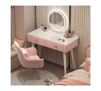 DTACBNEUZ Bureau de toilette Ensemble de maquillage pour bureau de vanité rose avec miroir et 2 tiroirs Table pour petits espaces for