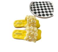 DTACBNEUZ Chaussons Cloud Chaussons Petite Princesse Fée Vent Fond Doux Antidérapant Usure Extérieur Sandales Casual Perle Pour Adultes Chaussons de Douche (Jaune, 40-41)
