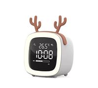 DTACBNEUZ Réveils Réveil numérique en Forme de Bois de cerf, réveil Silencieux Intelligent, Rechargeable, Cadeau d'ornements de Table de décoration for Les Enfants Réveil d'étude(Grigio)