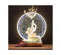 DTACBNEUZ Statue de Bouddha avec cœur en bois Écriture Écriture Lampe Anneau Set Feng Shui Ornement