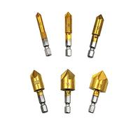 Dtaeye Fraise a Chanfreiner Metal 6 Pièces Fraise pour Metal Foret Fraise 5 Flûte Fraises à Chanfreiner Trou Fraise Bois Fraise à Noyer Fraise Conique Foret à Bois Queue Hexagonale Pour Bois