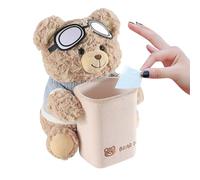 Dtaigou Boîte À Mouchoirs pour Voiture | Rangement Essuie-Mains pour Véhicule,Porte-Mouchoirs et Poubelle en Peluche Ours Cartoon 2-en-1 pour Boîte à Accoudoir de Véhicule