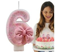 Dtaigou Bougies d'anniversaire, numéros de bougies d'anniversaire,Bougies numérotées à paillettes roses | Décoration de fête à thème de réunions, bougies numériques de décoration de gâteau pour