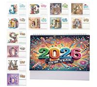 Dtaigou Calendrier 2026,Agenda de Bureau 2026 avec Strass à Peindre,Décoration Maison Loisirs Créatifs pour Adultes Chambre Bureau - pour Chambre Noël Appartement Salle de Classe Enseignants Adultes