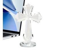 Dtaigou Croix Debout - Statue Religieuse Décorative 15 cm | Crucifix de Bureau Design Facetté 360° pour Familles Catholiques Collectionneurs Églises Déco Table de Chevet Bibliothèque