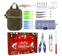 Dtaigou Ensemble De Leurres De Pêche,Accessoires De Pêche pour Noël - Coffret de Matériel de avec Appâts - pour La Saison des Fêtes en Famille Le Camping en Plein Air Les Rivières Les Lacs Et