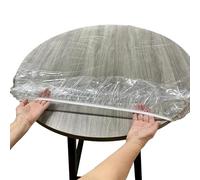 Dtaigou Protège-Table Transparent pour Salle à Manger - Housse De Table Ronde Transparente | Résistante aux Taches d'Huile, aux Rayures et Imperméable Ronde avec Bande Élastique pour Intérieur,