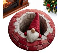 Dtaigou Tapis de Noël 3D, Tapis Rond matelassé en Forme de Nain de Noël, paillasson de Illusion 3D, paillasson décoratif Robuste et antidérapant, pour extérieur, Chambre à Coucher, Salon, Cuisine