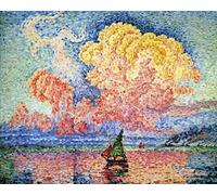 DTAUPREB Peinture par numéros pour adultes Kits de peinture à l'huile de bricolage Le nuage rose Paul Signac Peinture par numéro Dessin sur toile Art Déco Cadeaux