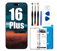 DTD Écran LCD de Rechange pour iPhone 16 Plus, écran de 6,7" Full HD 3D Touch True Tone Face ID pour iPhone 16 Plus Display Digitizer Kit de réparation