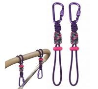DTDULL 2 Crochets Poussette avec Mousqueton Corde, Accroches Sac et Sacs Langer, Violet, pour Poussette et Landau, Enfants et Bebe, Pratique et Robuste, Installation Facile